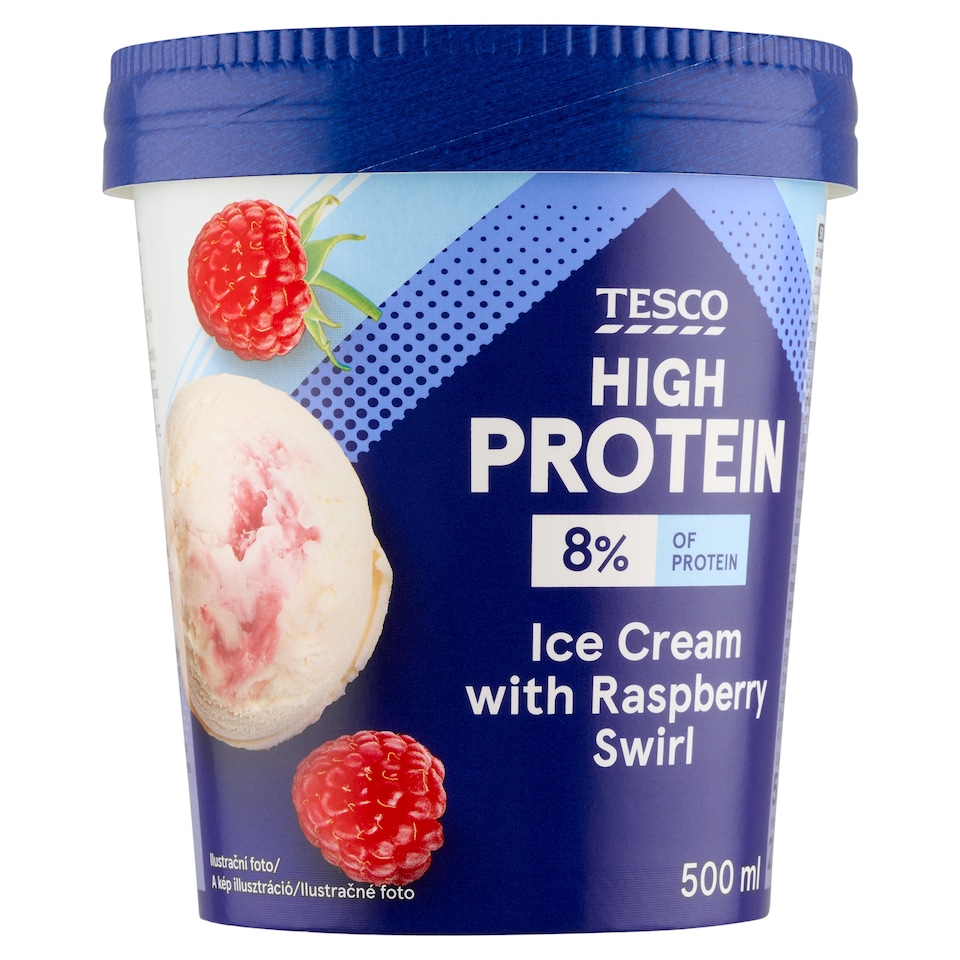 Tesco High Protein mražený krém mléčný s malinovou polevou 500ml