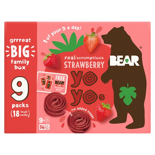 Bear Pure Fruit Yoyo Strawberry 9X20g Tesco Groceries