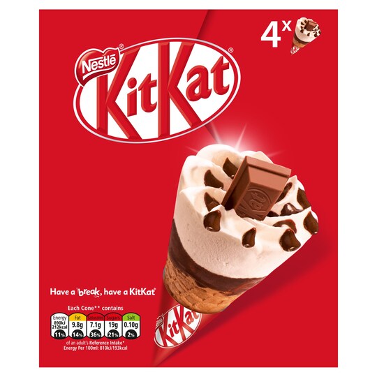 Kit Kat Ice Cream Cone 4X110ml Tesco Groceries
