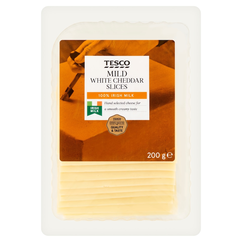 Tesco Mild White Cheddar Slices 200g