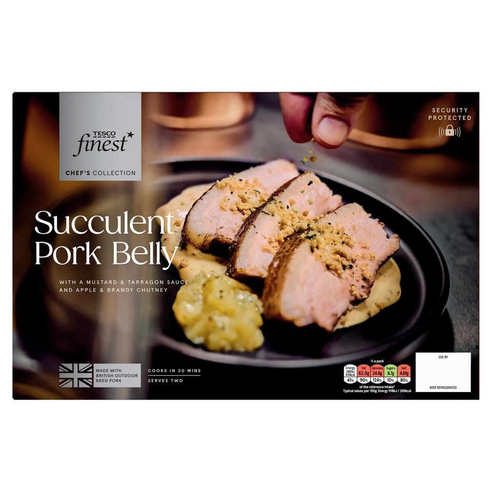 image 1 of Tesco Finest Chef's Collection Pork belly with Caramelised Apple & Tarragon sauce 730g