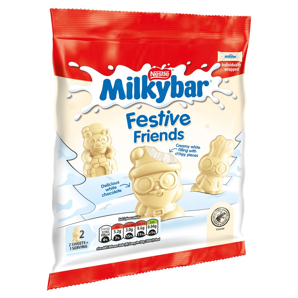 image 1 of Milkybar White Chocolate Festive Friends Bag 57G