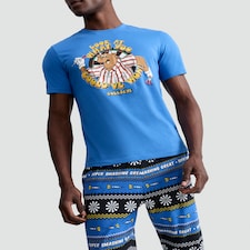 Bullseye Pure Cotton T-Shirt and Cuffed Joggers Pyjamas Set in Multi
