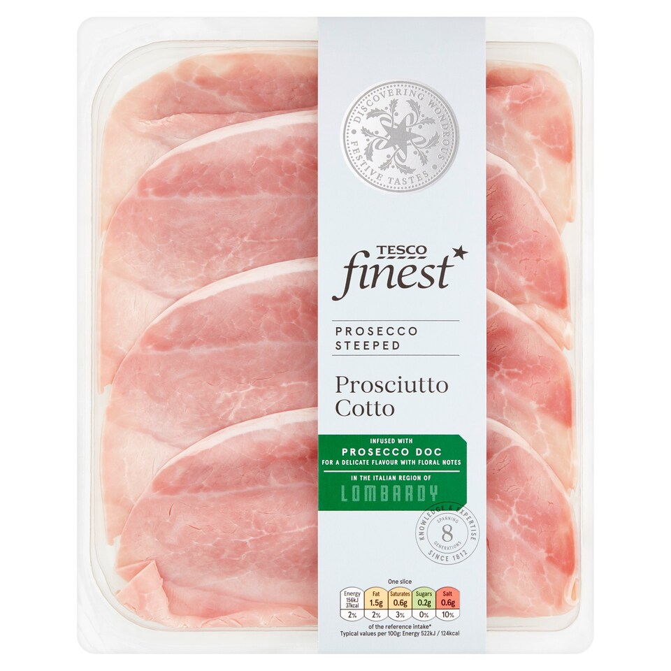 Tesco Finest Prosciutto Cotto Prosecco 120G Tesco Groceries