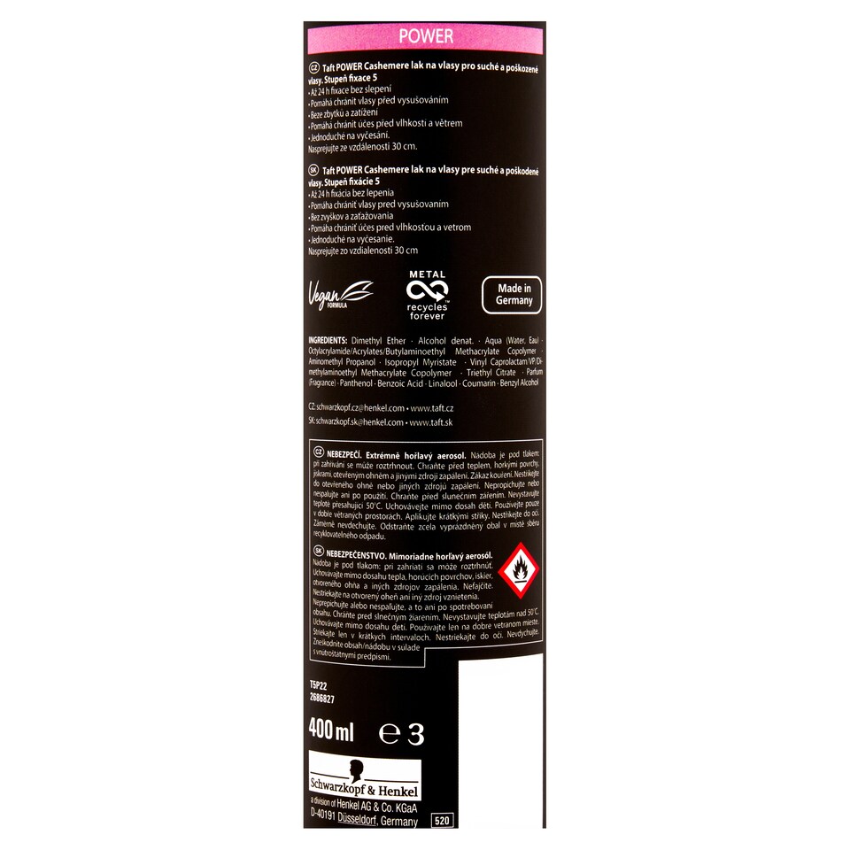 image 1 of Taft Power Cashmere Hairspray 400 ml