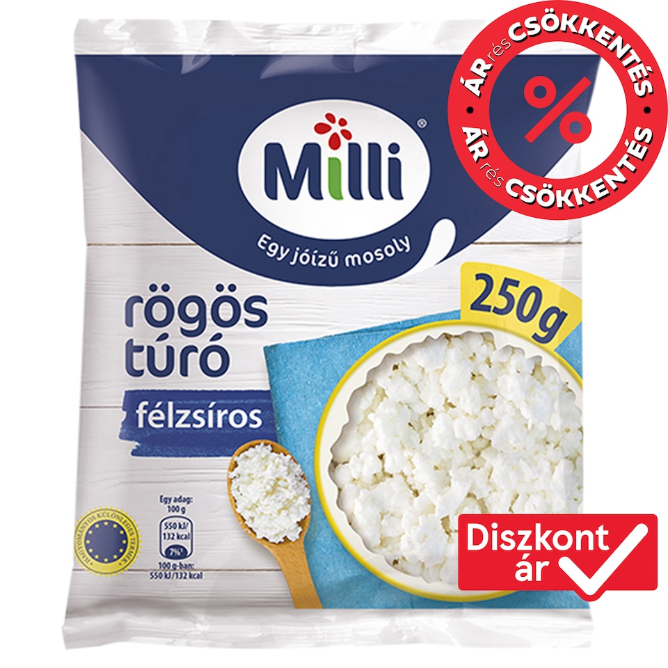 Milli félzsíros rögös túró 250 g