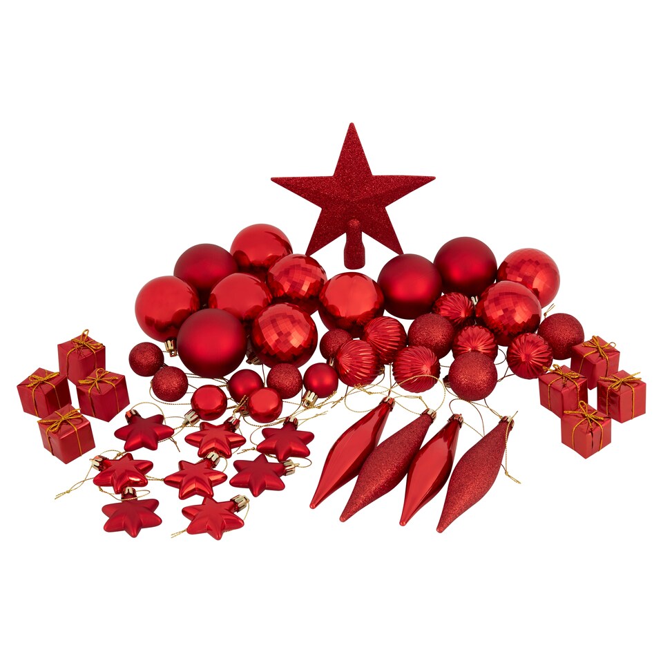 Tesco 50 Pack Red Decorations
