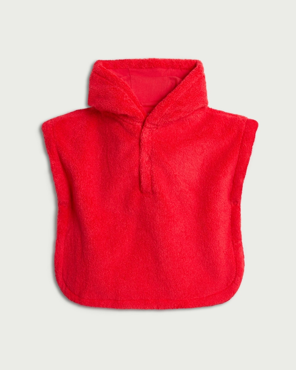 image 1 of F&F Baby Pure Cotton Crab Hooded Poncho Towel in Red