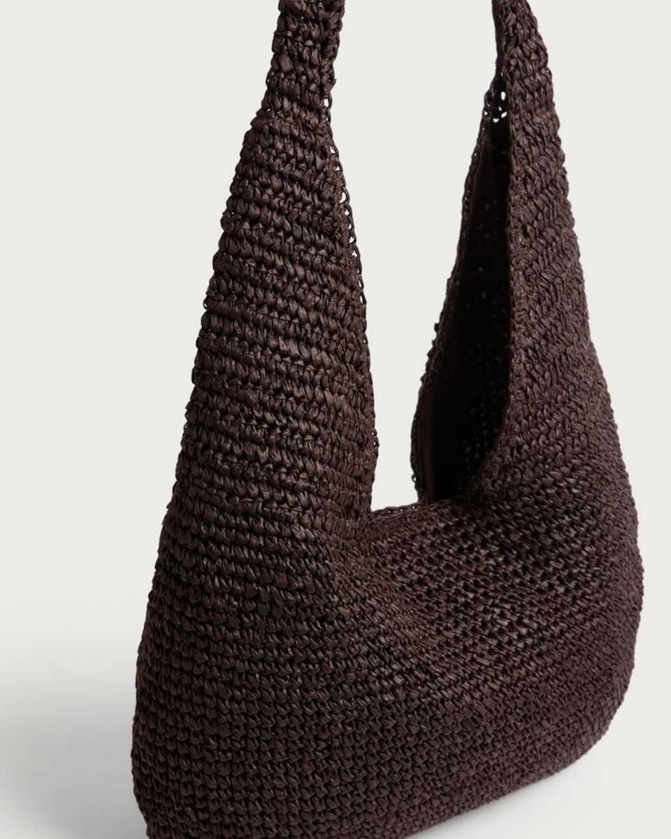 image 1 of SACHA Straw Woven Shoulder Bag in Brown