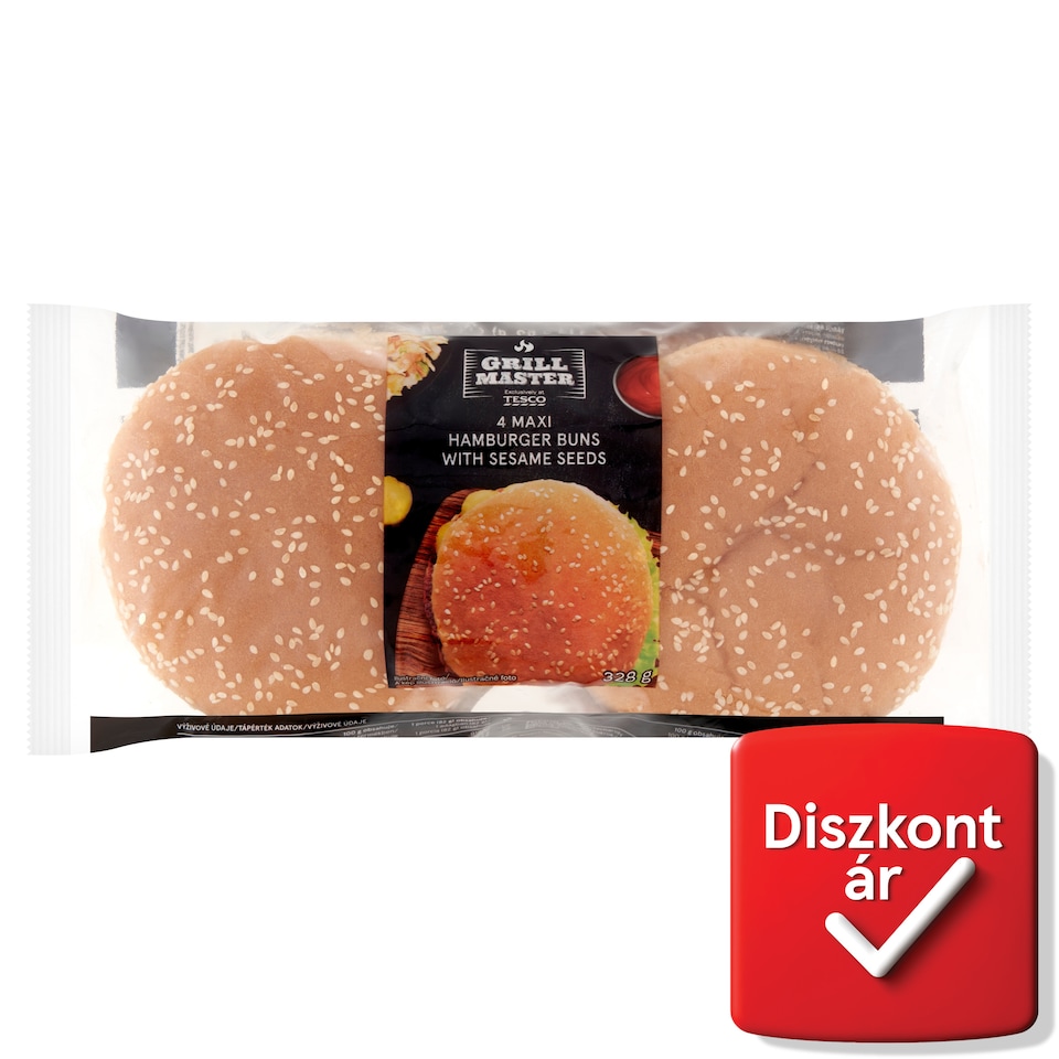 Grill Master szezámmagos hamburger zsemle 4 x 82 g (328 g)