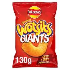 Walkers Wotsits Giants Snacks Sweet & Spicy Sharing Crisps 130g