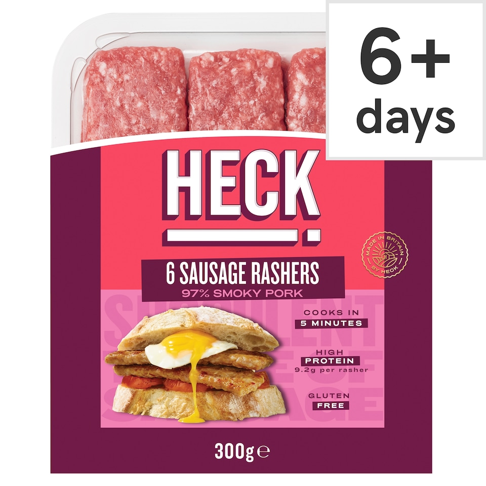 image 1 of Heck 6 Smoky Pork Sausage Rashers 300g