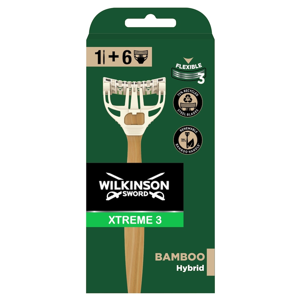 Wilkinson Sword Xtreme 3 Bamboo Hybrid Razor And 6 Blades
