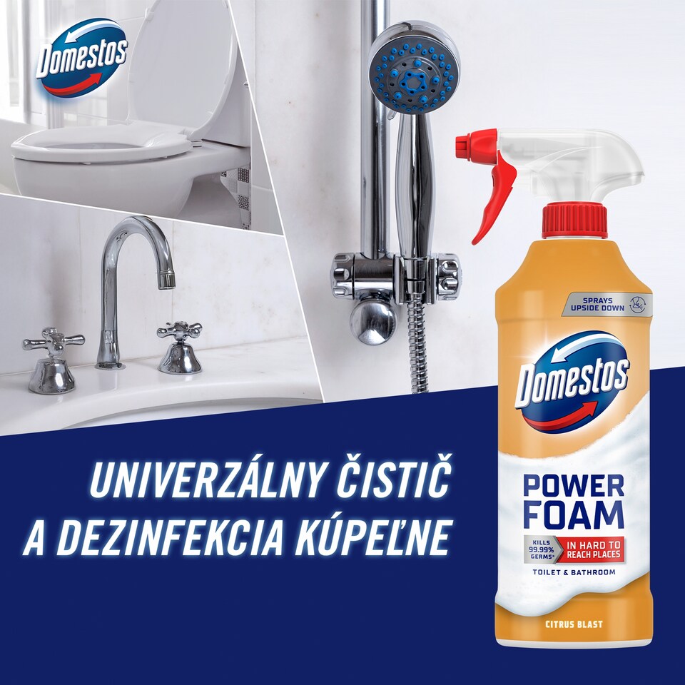 image 1 of Domestos Power Foam Citrus Blast Toilet & Bathroom Cleaning Foam 435 ml