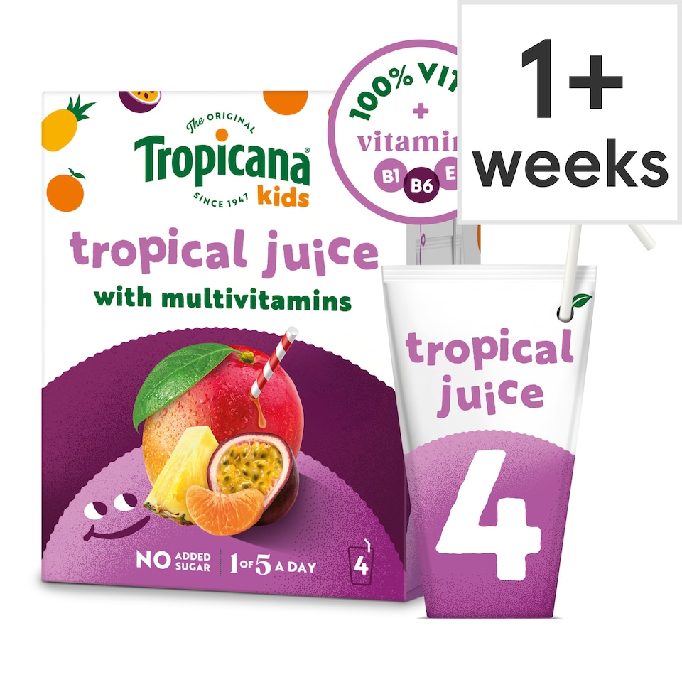 image 1 of Tropicana Kids Tropical fruit Juice 4 x 150ml