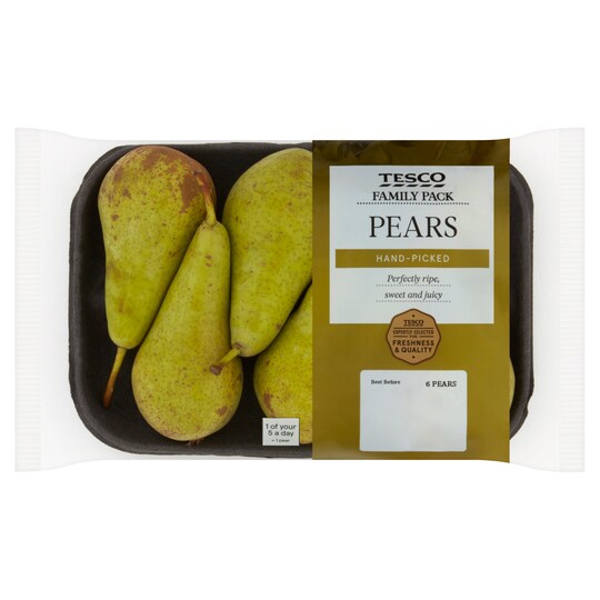 Tesco Perfectly Ripe Family Pear 6 Pack 580G Tesco Groceries
