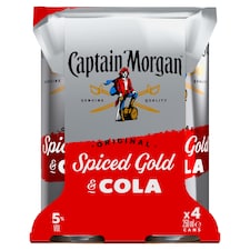 Captain Morgan Spiced Gold Rum & Cola Premixed Can 5% Vol 4x250ml