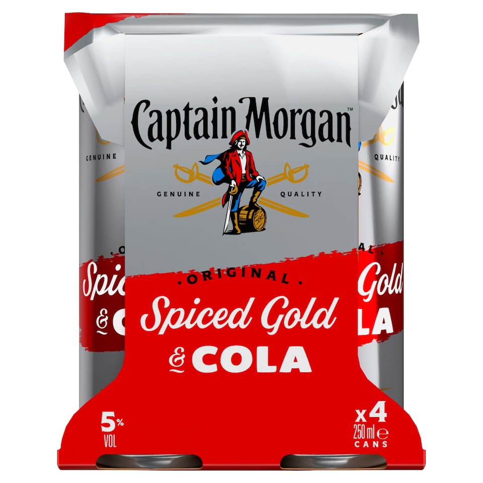 image 1 of Captain Morgan Spiced Gold Rum & Cola Premixed Can 5% Vol 4x250ml