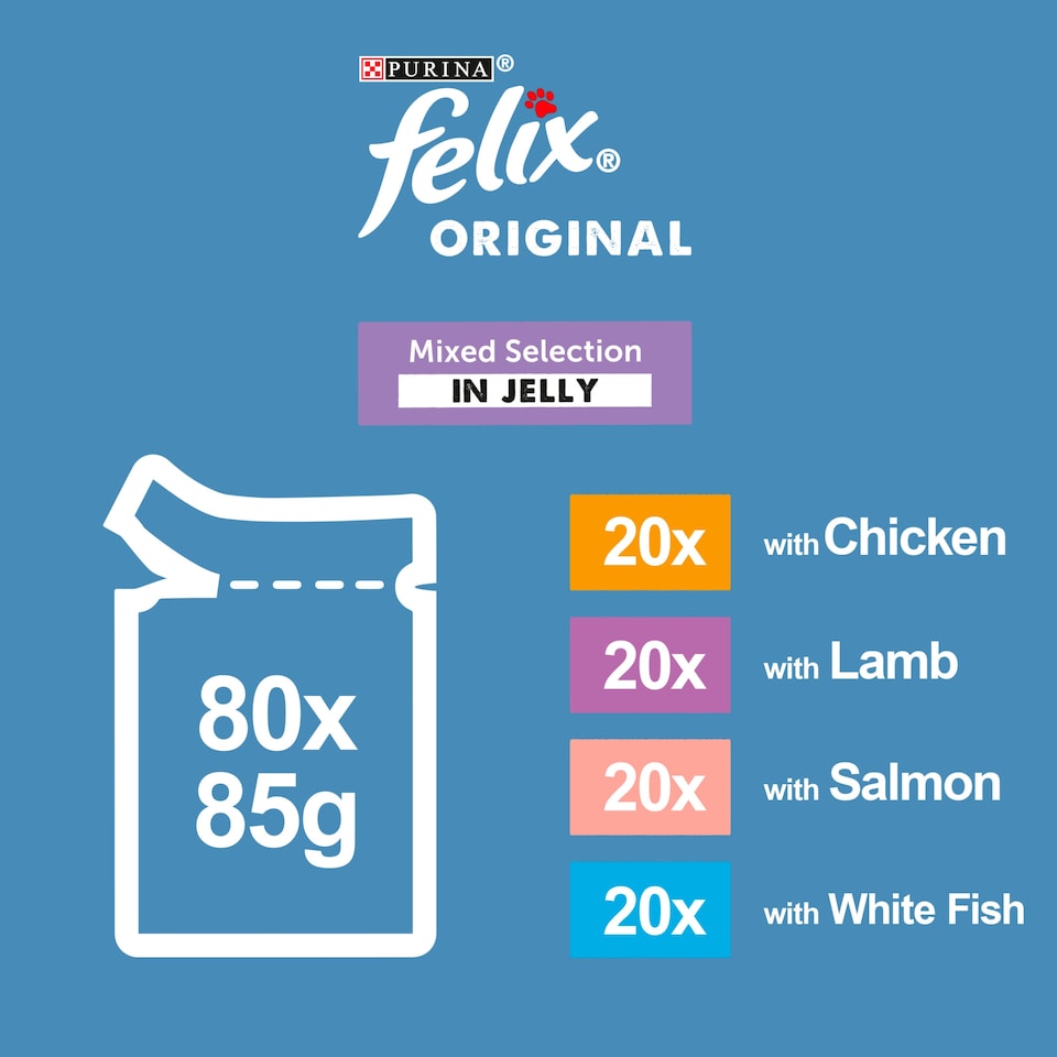 image 1 of Felix Original Mixed Selection In Jelly Cat Food 80 x 85g