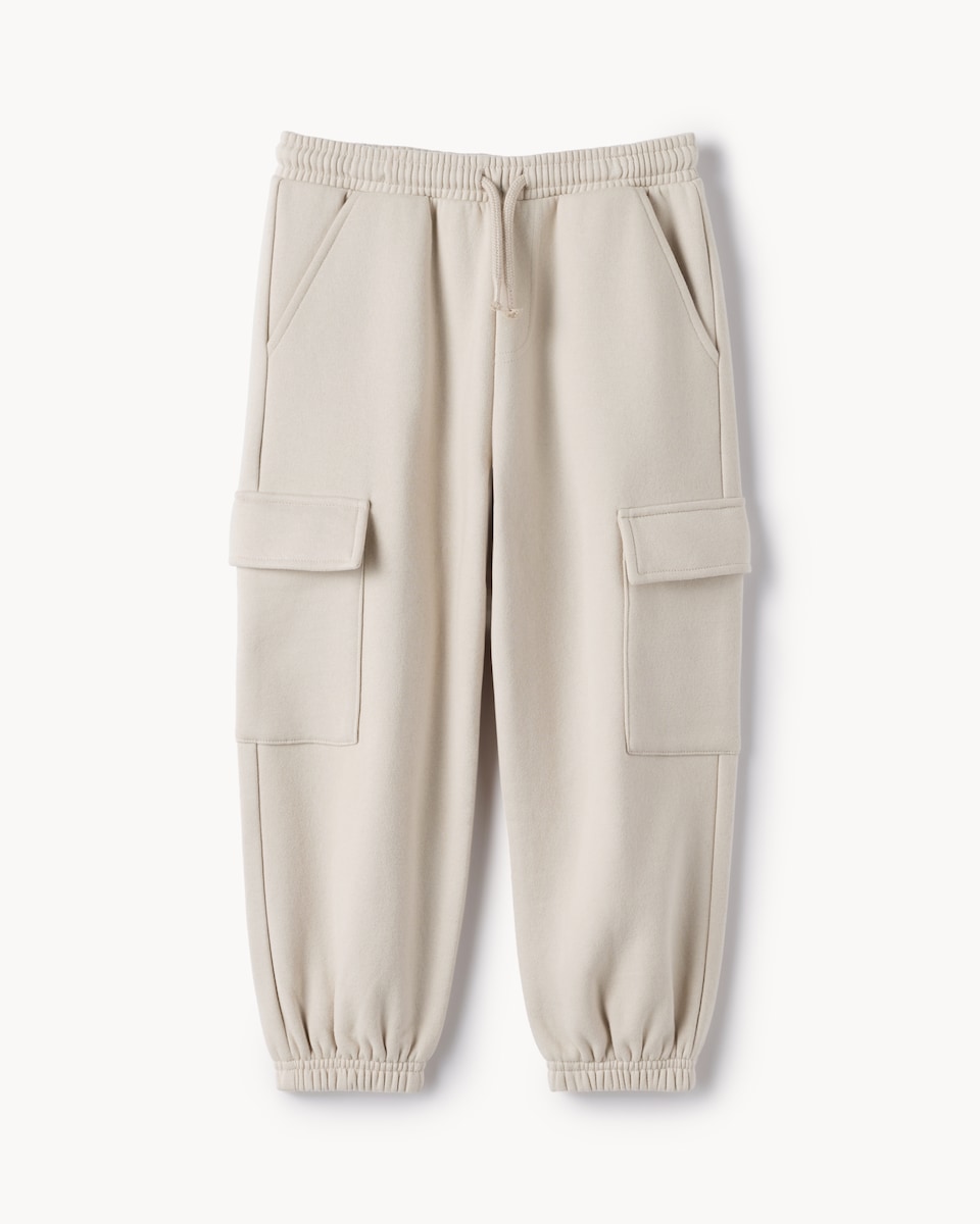 image 1 of F&F Boys Cotton Blend Cargo Joggers in Stone