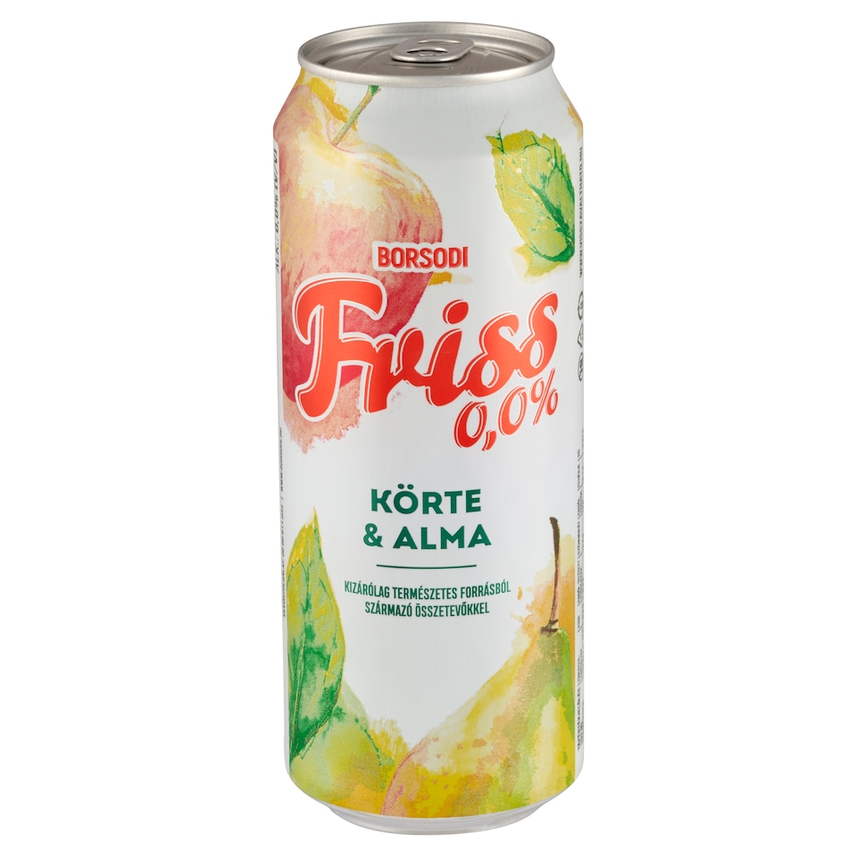 Borsodi Friss 0,0% körte-alma gyümölcs ital és alkoholmentes világos sör keveréke 0,5 l