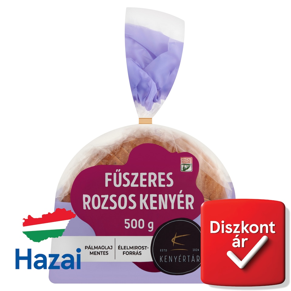 Kenyértár szeletelt fűszeres rozsos kenyér 500 g