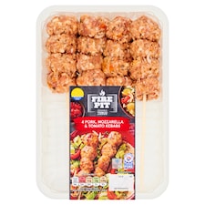 Tesco Fire Pit 4 Pork, Mozzarella & Tomato Kebabs 400G