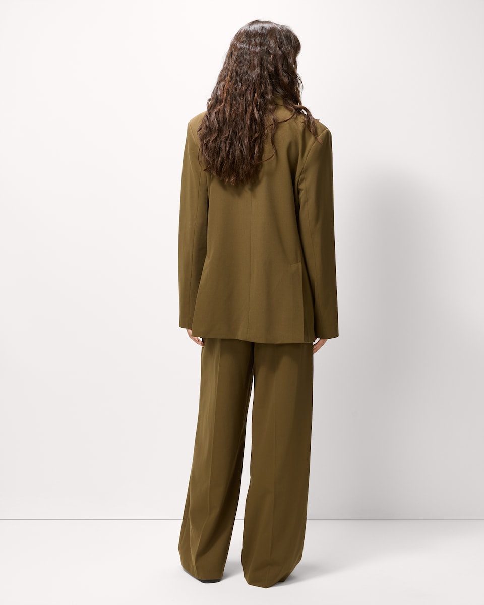 image 1 of F&F Pleated Wide Leg Co-ord Trousers in Khaki