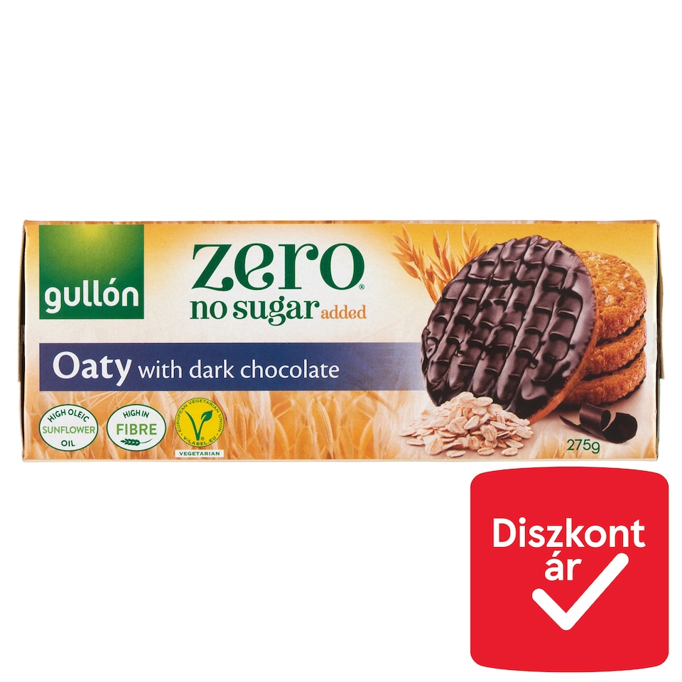 Gullón Zero étcsokoládés zabkeksz édesítőszerrel 275 g  1. kép