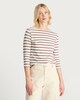 image 3 of F&F Pure Cotton Striped Boat Neck Top in Multi Brown