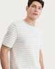 image 1 of F&F Cotton Rich Heavyweight Stripe Print Short Sleeved T-Shirt in Cream