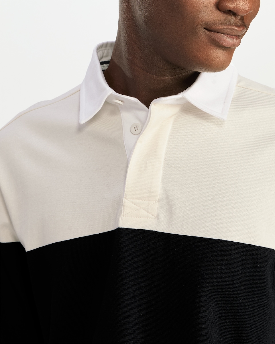image 1 of F&F Pure Cotton Striped Long Sleeved Rugby Shirt in Cream