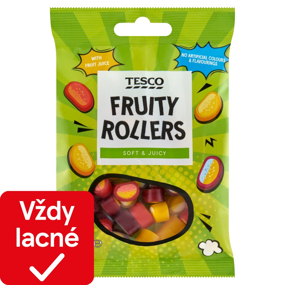 Tesco Fruity Rollers želé cukríky s ovocnými príchuťami 100 g