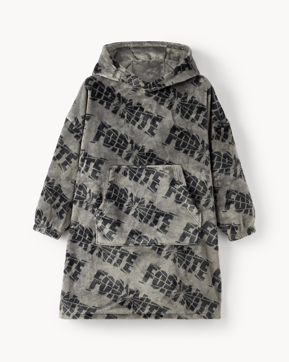 image 1 of Fortnite Fleece Pyjama Hoodie in Grey