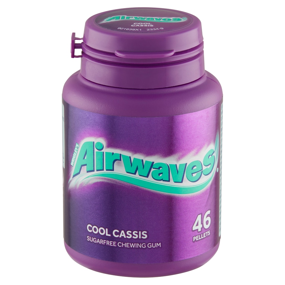 Wrigley's Airwaves Cool Cassis žvýkačka bez cukru s příchutí mentolu a černého rybízu 46 ks 64g