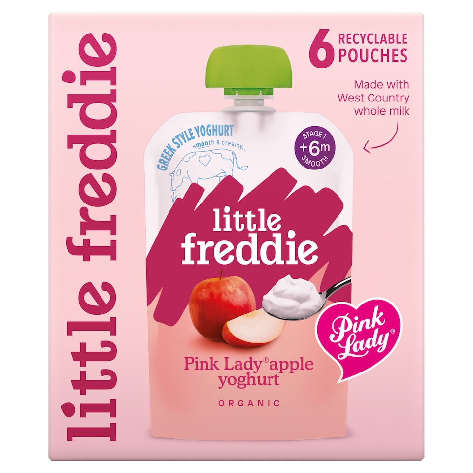 Little Freddie Organic Pink Lady Apple Greek Style Yoghurt 6m+ 6 x 100g