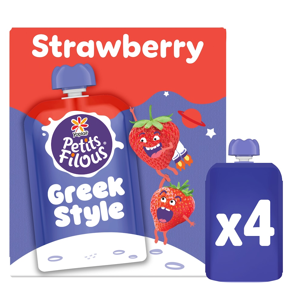 image 1 of Petits Filous Greek Style Strawberry Yogurt Pouch 4x85g