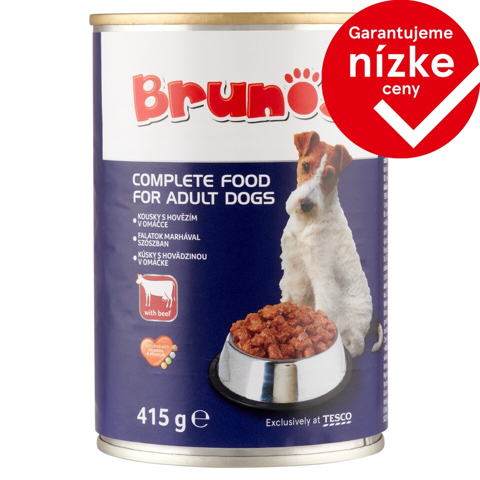 Brunos Kompletné krmivo pre dospelé psy kúsky s hovädzinou v omáčke 415 g