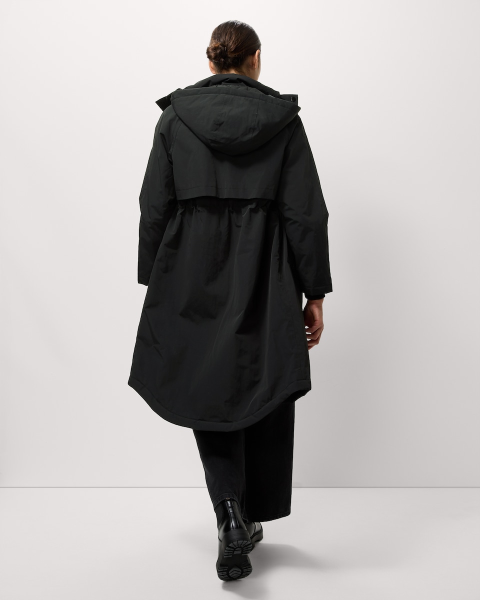 image 1 of F&F Waterproof Hooded Longline Parka in Black