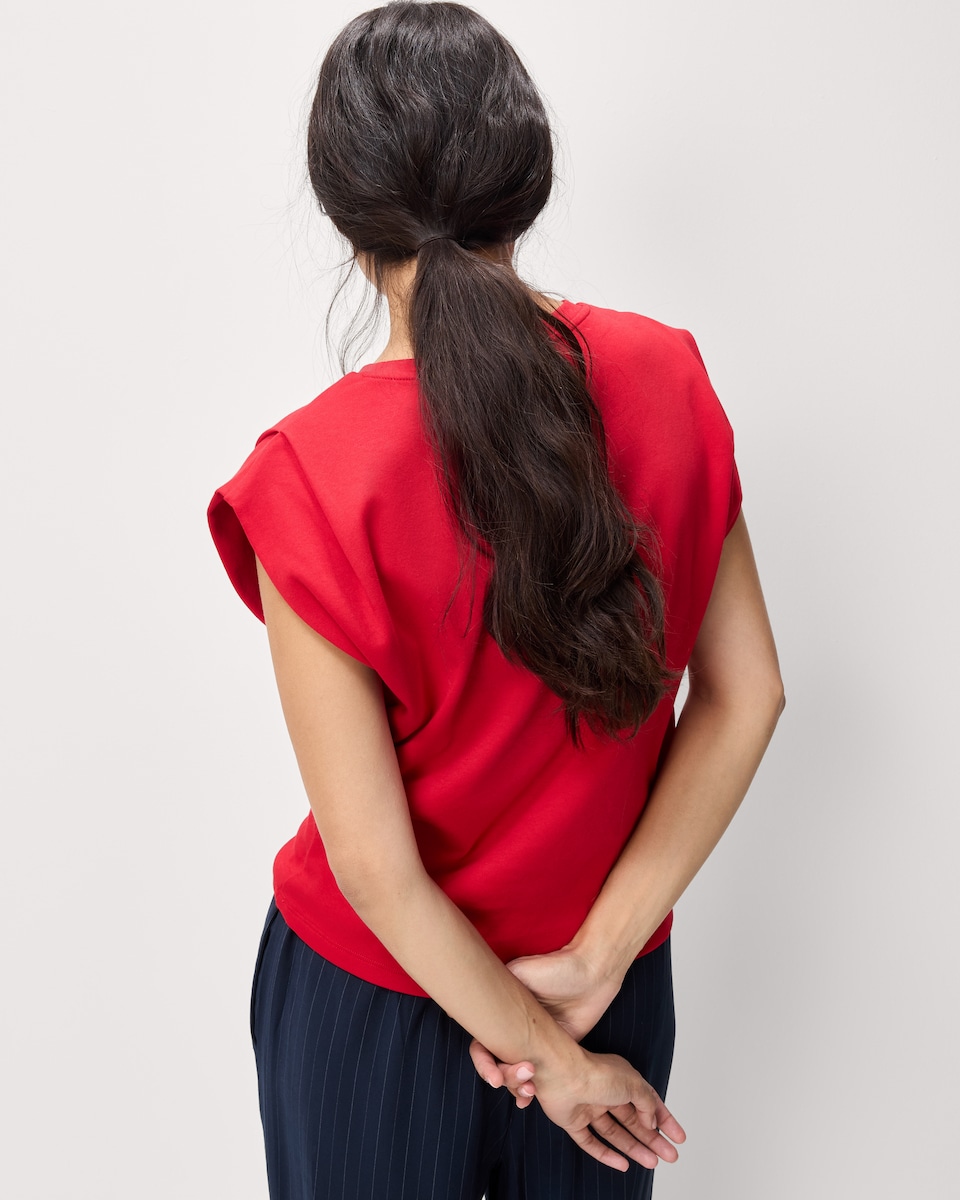 image 1 of F&F Pure Cotton Pintuck T-Shirt in Red