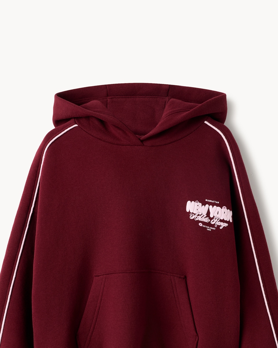 image 1 of F&F Girls Cotton Rich Co-ord Hoodie in Berry