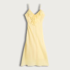 F&F V Neck Ruffle Front Strappy Midi Dress in Yellow