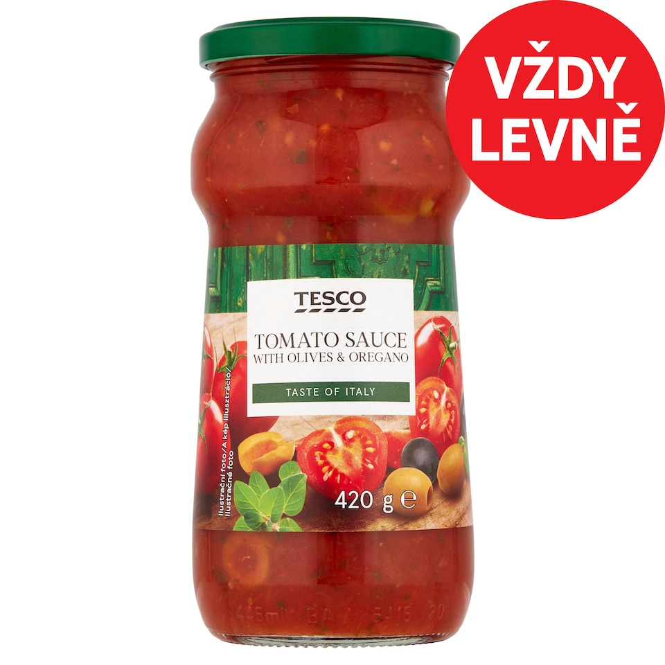 Tesco Rajčatová omáčka s olivami a oreganem 420g