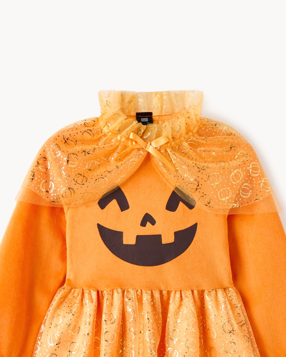 image 1 of F&F Girls Pumpkin Face Halloween Costume in Orange