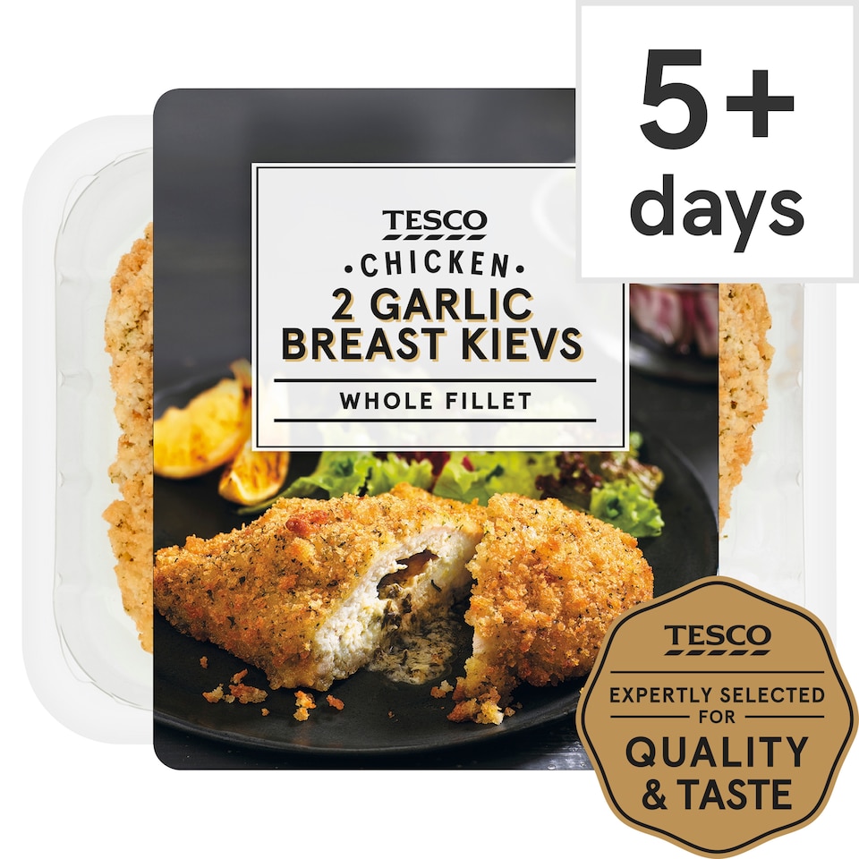 Tesco Garlic Breaded Chicken Fillet Kievs 2 Pack 375G