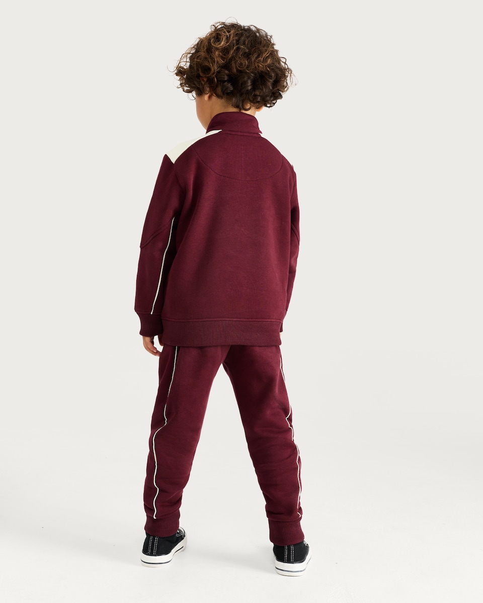 image 1 of F&F Boys 2-Piece Cotton Rich Half Zip Sweatshirt and Joggers Set in Purple