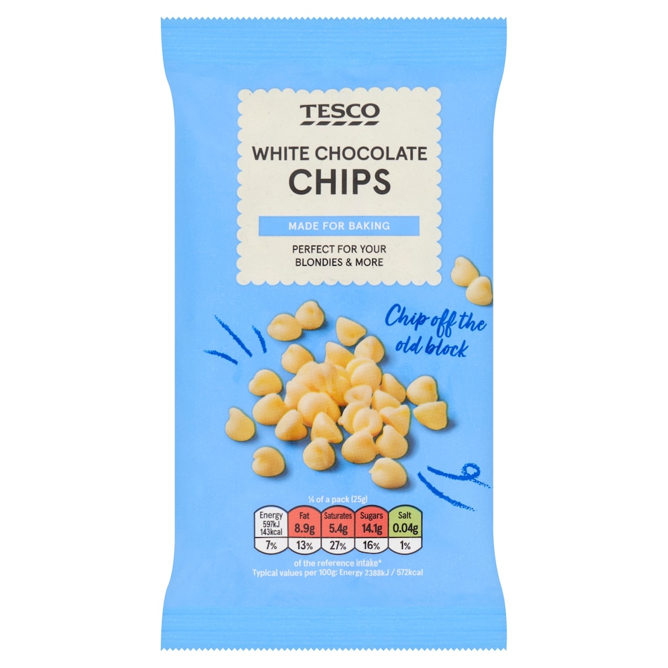 Tesco White Chocolate Chips 100G