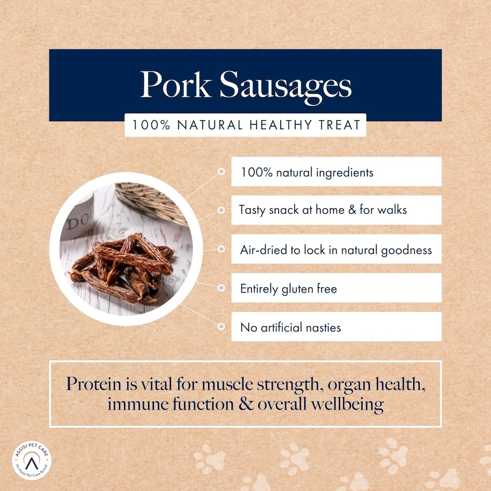 image 1 of Hollings Pork Sausages Natural Dog Treats 200g