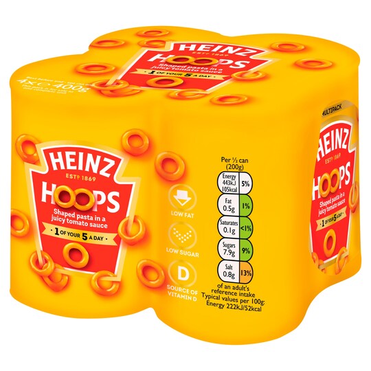 Heinz Spaghetti Hoops In Tomato Sauce 4 X 400G Tesco Groceries