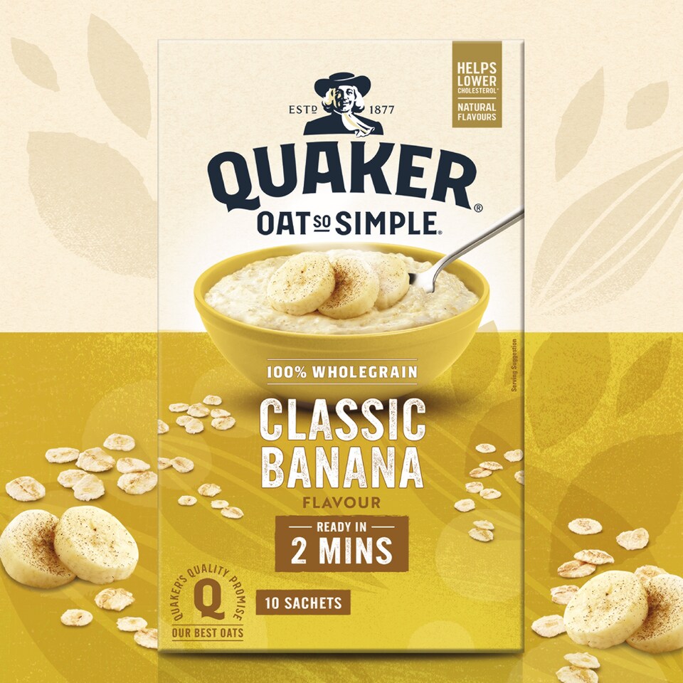 image 1 of Quaker Oat So Simple Classic Banana Porridge Sachets 10x34.8g